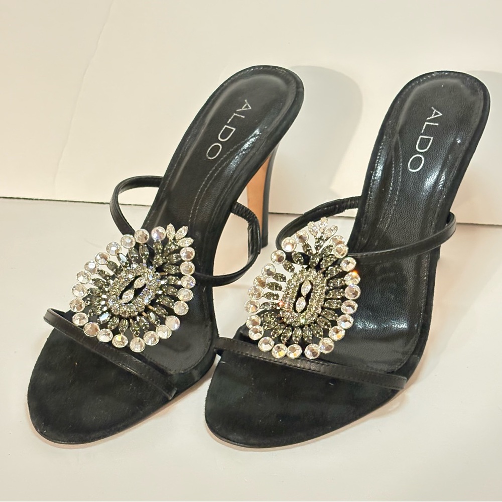 Aldo Black Crystal Embellished Heels - Picture 2 of 6